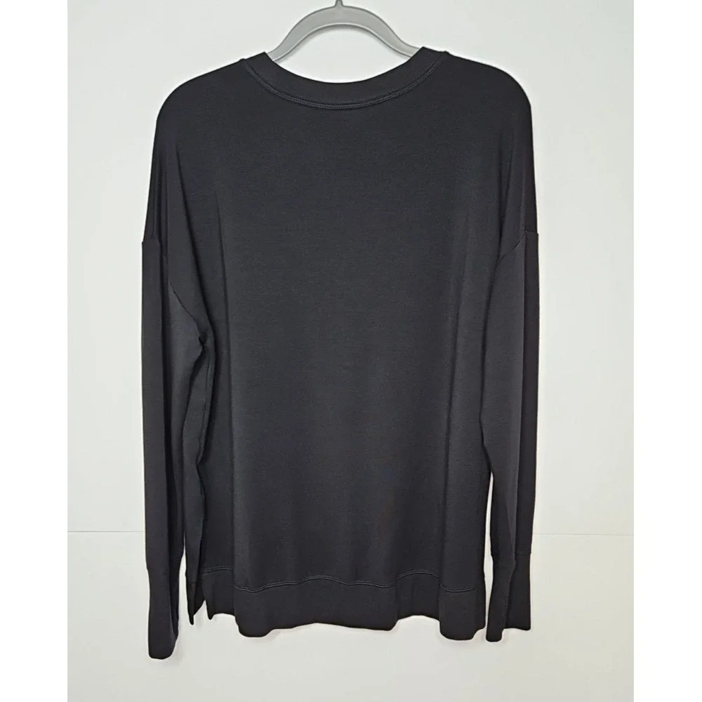Athleta Womens Black Coaster‎ Luxe Modal Sweatshirt Thumbholes Size XL